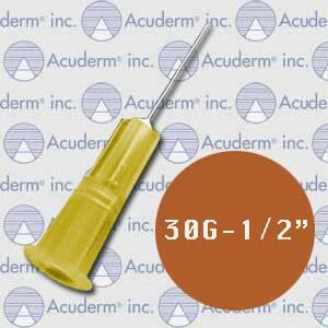 Acuderm Hypodermic Needle Acu-Needle® Without Safety 30 Gauge 1/2 Inch Length