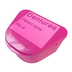 Medegen Medical Products LLC Denture Cup Pink Hinged Lid Reusable
