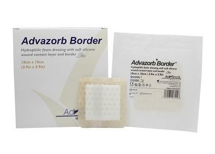 Mediusa Silicone Foam Dressing Advazorb Border® 4 X 4 Inch Square Silicone Adhesive with Border Sterile