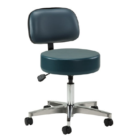 Clinton Industries Exam Stool Premier Series Upholstered Back Pneumatic Height Adjustment 5 Casters Wedgewood