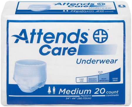 Attends Healthcare Products Unisex Adult Absorbent Underwear Attends® Care Pull On with Tear Away Seams Medium Disposable Moderate Absorbency - M-1028712-3066 - Bag of 25