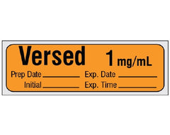 Shamrock Scientific Drug Label Shamrock Anesthesia Label Versed 1mg/mL Prep Date_Exp Date_ Initial_Exp Time_ Orange 1/2 X 1 Inch - M-1028744-2035 - Roll of 1
