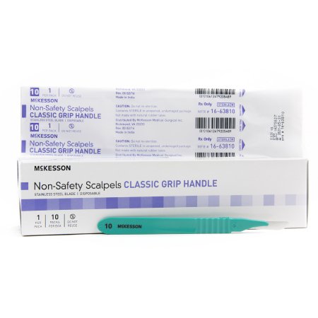 Scalpel McKesson No. 10 Stainless Steel / Plastic Classic Grip Handle Sterile Disposable - M-1029064-4493 - Box of 10