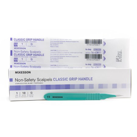 Scalpel McKesson No. 11 Stainless Steel / Plastic Classic Grip Handle Sterile Disposable - M-1029065-2660 - Box of 10