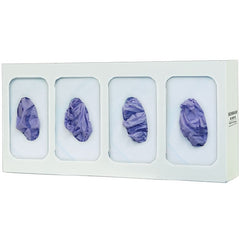 Bowman Manufacturing Glove Box Holder Quad with Dividers Horizontal or Vertical Mounted 4-Box Capacity White 3.81 X 10.00 X 21.19 Inch Powder-Coated Metal