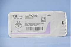 Suture with Needle Coated Vicryl Absorbable Coated Violet Suture Braided Polyglactin 910 Size 0 27 Inch Suture 1-Needle 40 mm Length 1/2 Circle Reverse Cutting Needle