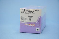 Suture with Needle Coated Vicryl Absorbable Coated Violet Suture Braided Polyglactin 910 Size 7 - 0 18 Inch Suture Double-Armed 5.5 mm Length 1/2 Circle Spatula Needle