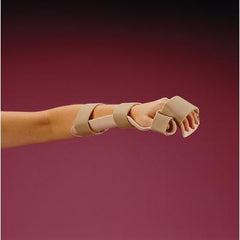 Patterson Medical Supply Resting Pan Mitt Hand / Wrist Splint with Strapping Rolyan® Preformed Thermoplastic Right Hand Beige Medium