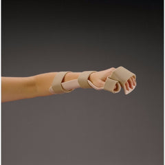 Patterson Medical Supply Resting Pan Mitt Hand / Wrist Splint with Strapping Rolyan® Preformed Thermoplastic Right Hand White Medium