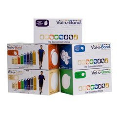 Fabrication Enterprises Exercise Resistance Band Set Val-u-Band® Low Powder Peach / Orange / Lime / Blueberry / Plum 3 X 3 X 6 Inch X-Light to X-Heavy Resistance