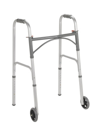 Drive Medical Folding Walker Adjustable Height Steel Frame 350 lbs. Weight Capacity 25 to 32 Inch Height