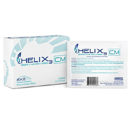 AMERX Health Care Collagen Dressing HELIX3-CM® Sheet Triple-Helix Collagen 2 X 2 Inch 10 per Pack