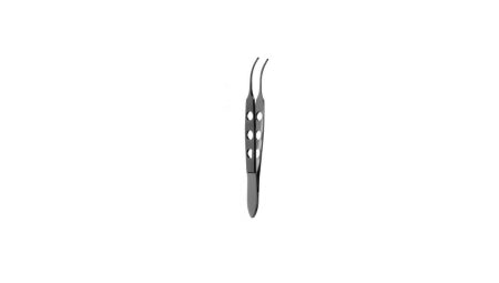 V. Mueller Tissue Forceps Bishop-Harmon 3-3/8 Inch Length Stainless Steel Flat, Fenestrated Handle Curved 1 X 2 Teeth - M-1031709-3933 - Each