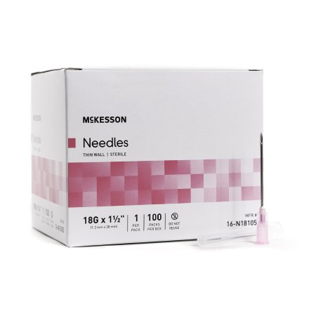 Hypodermic Needle McKesson Without Safety 18 Gauge 1-1/2 Inch Length - M-1031789-2495 - Case of 1000