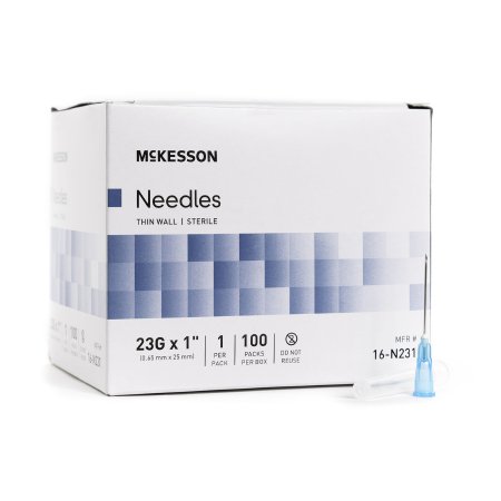 Hypodermic Needle McKesson Without Safety 23 Gauge 1 Inch Length - M-1031794-3563 - Box of 100