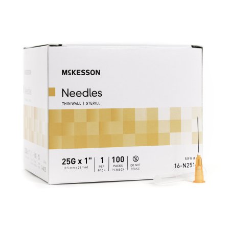 Hypodermic Needle McKesson Without Safety 25 Gauge 1 Inch Length - M-1031795-3319 - Case of 1000