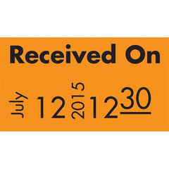Market Lab Inc Pre-Printed Label Advisory Label Orange Paper RECEIVED ON / JULY, 12, 2015, 12,30 Black Quality Control Label - M-1032165-3686 - Roll of 20000