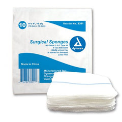 Dynarex X-Ray Detectable Gauze Sponge Cotton 16-Ply 4 X 4 Inch Square Sterile