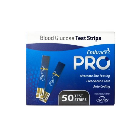 Omnis Health Blood Glucose Test Strips Embrace® 50 Strips per Box sample size , 0.5 Microliter For Embrace® Blood Glucose System