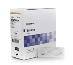 Suture with Needle McKesson Absorbable Uncoated Black Suture Chromic Gut Size 3 - 0 30 Inch Suture 1-Needle 26 mm Length 1/2 Circle Taper Point Needle