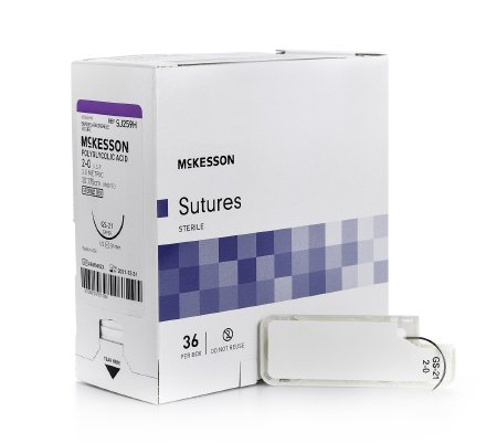 Suture with Needle McKesson Absorbable Uncoated Undyed Suture Braided Polyglycolic Acid Suture Size 2 - 0 30 Inch Suture 1-Needle 37 mm Length 1/2 Circle Taper Point Needle