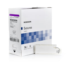 Suture with Needle McKesson Absorbable Uncoated Undyed Suture Braided Polyglycolic Acid Suture Size 2 - 0 30 Inch Suture 1-Needle 27 mm Length 1/2 Circle Taper Point Needle