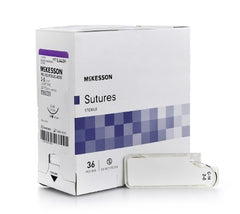 Suture with Needle McKesson Absorbable Uncoated Undyed Suture Braided Polyglycolic Acid Suture Size 2 - 0 30 Inch Suture 1-Needle 24 mm Length 3/8 Circle Reverse Cutting Needle