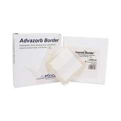 Mediusa Silicone Foam Dressing Advazorb Border® 6 X 6 Inch Square Silicone Adhesive with Border Sterile