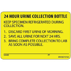 Precision Dynamics Pre-Printed Label MedVision® Laboratory Use Yellow Paper 24 Hr Urine Collection Bottle Black Lab / Specimen 2 X 2-15/16 Inch - M-1035387-2741 - Roll of 1