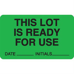Market Lab Inc Pre-Printed Label Instructional Label Green Paper THIS LOT IS READY FOR USE / DATE____ INITIALS____ Black Quality Control Label 1-1/2 X 2-1/2 Inch - M-1036361-4848 - Pack of 1000