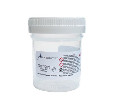 Azer Scientific Prefilled Formalin Container Formalock™ Polypropylene 30 mL Fill in 60 mL (2 oz.) Screw Cap Warning Label NonSterile