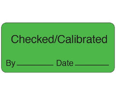 Shamrock Scientific Pre-Printed Label Shamrock Advisory Label Green Superstick Checked/Calibrated / By _____ Date _____ Black Quality Control Label 1 X 2-1/4 Inch - M-1036518-4069 - Roll of 1
