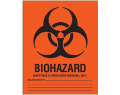 Shamrock Scientific Pre-Printed Label Shamrock Warning Label Orange Matte Coldstick Biohazard / Symbol Black Biohazard 8 X 10 Inch - M-1036525-4988 - Pack of 1