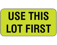 Shamrock Scientific Pre-Printed Label Shamrock Instructional Label Chartreuse Vac USE THIS / LOT FIRST Black Quality Control Label 3/4 X 1-1/2 Inch - M-1036550-4989 - Roll of 1