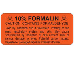 Shamrock Scientific Pre-Printed Label Shamrock Warning Label Orange 10% FORMALIN Black Biohazard 1 x 2-1/4 Inch - M-1036553-4240 - Roll of 1