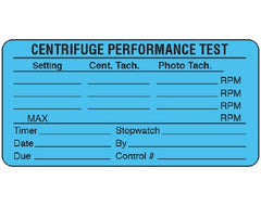 Shamrock Scientific Pre-Printed Label Shamrock Laboratory Use Blue Litho Paper CENTRIFUGE PERFORMANCE TEST / Setting Cent. Tech. Photo Tech. … Black Lab / Specimen 1-1/2 X 3 Inch - M-1036556-1507 - Roll of 1