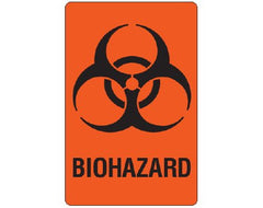 Shamrock Scientific Pre-Printed Label Shamrock Warning Label Orange Matte Coldstick Biohazard / Symbol Black Biohazard 2-1/4 X 3-1/2 Inch - M-1036559-1739 - Roll of 1