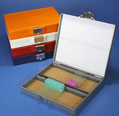 Globe Scientific Slide Storage Box Globe® Scientific 25 X 75 mm Storage Box and 1 X 3 Inch Microscope Slides Red ABS Plastic / Cork 100 Slide Capacity