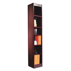 Alera® Narrow Profile Bookcase, Wood Veneer, Six-Shelf, 11.81"w x 11.81"d x 71.73"h, Mahogany