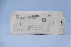 Suture with Needle Coated Vicryl Absorbable Coated Undyed Suture Braided Polyglactin 910 Size 3 - 0 27 Inch Suture 1-Needle 60 mm Length Straight Conventional Cutting Needle