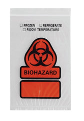 RD Plastics Company Specimen Transport Bag with Document Pouch 6 X 9 Inch Plastic Zip Closure Biohazard Symbol / Storage Instructions NonSterile