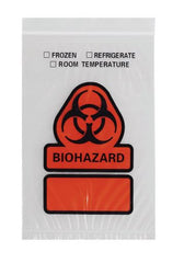 RD Plastics Company Specimen Transport Bag 4 X 6 Inch Plastic Zip Closure Biohazard Symbol / Storage Instructions NonSterile