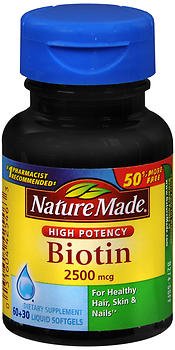 Pharmavite Biotin Supplement Nature Made® Vitamin B7 2500 mcg Strength Softgel 90 per Bottle