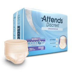 Attends Healthcare Products Female Adult Absorbent Underwear Attends® Discreet Pull On with Tear Away Seams Medium Disposable Heavy Absorbency - M-1039110-1838 - Bag of 20