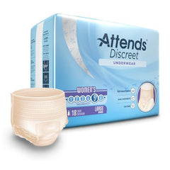 Attends Healthcare Products Female Adult Absorbent Underwear Attends® Discreet Pull On with Tear Away Seams Large Disposable Heavy Absorbency - M-1039111-2483 - Case of 72