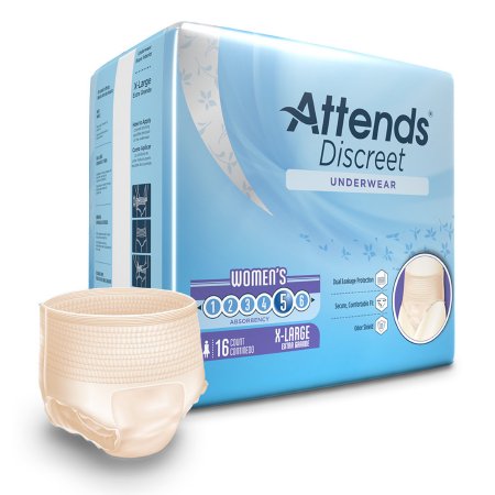 Attends Healthcare Products Female Adult Absorbent Underwear Attends® Discreet Pull On with Tear Away Seams X-Large Disposable Heavy Absorbency - M-1039112-2972 - Case of 64