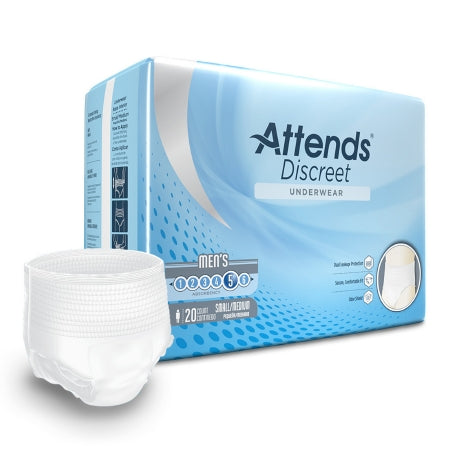 Attends Healthcare Products Male Adult Absorbent Underwear Attends® Discreet Pull On with Tear Away Seams Small / Medium Disposable Moderate Absorbency - M-1039113-3902 - Bag of 20