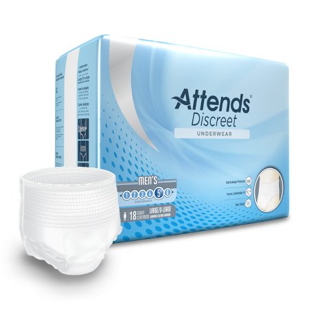 Attends Healthcare Products Male Adult Absorbent Underwear Attends® Discreet Pull On with Tear Away Seams Large / X-Large Disposable Moderate Absorbency - M-1039114-1309 - Bag of 18