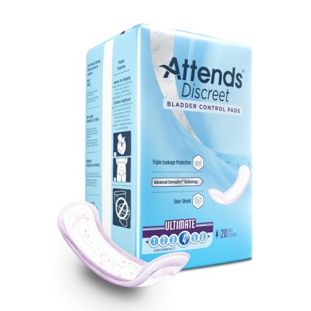 Attends Healthcare Products Bladder Control Pad Attends® Discreet 15 Inch Length Moderate Absorbency Polymer Core One Size Fits Most Adult Female Disposable - M-1039115-2742 - Case of 200