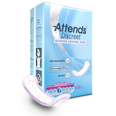 Attends Healthcare Products Bladder Control Pad Attends® Discreet 13 Inch Length Moderate Absorbency Polymer Core One Size Fits Most Adult Female Disposable - M-1039117-3183 - Case of 200